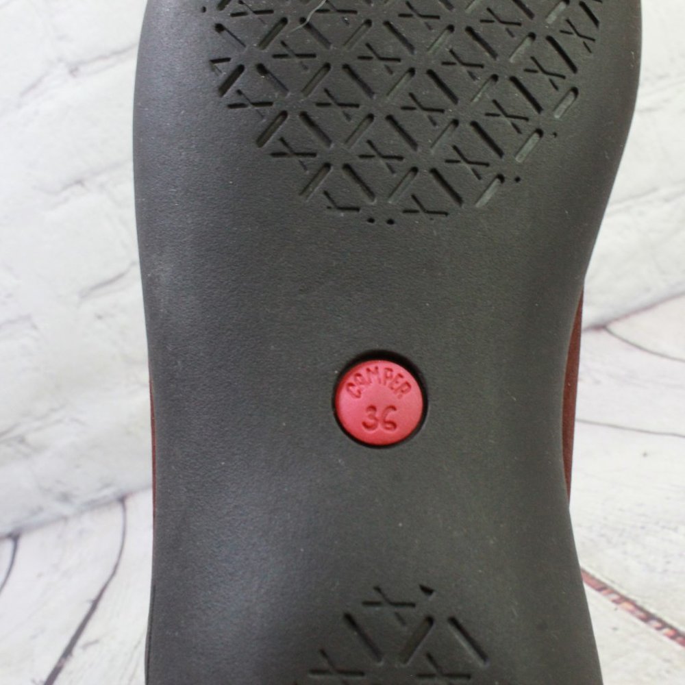 *Camper Burgundy Leather Embroidered Leaves Slip on Flats Casual Shoes Size 36 - Picture 9 of 9